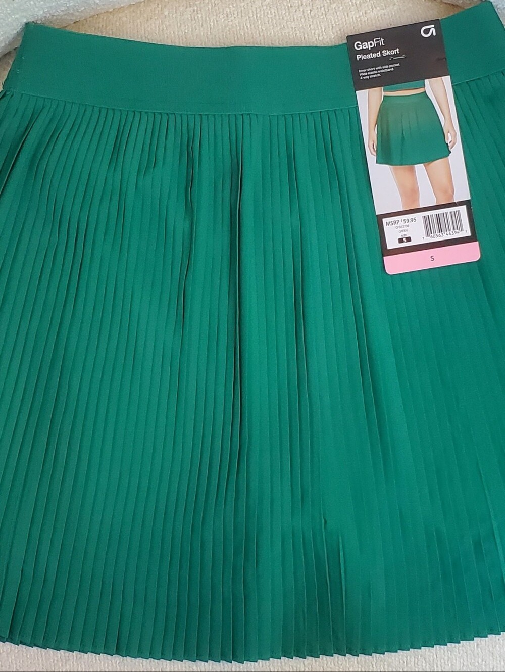 NWT Gap Fit  Pleated Mini Skirt Skort in Green Womens Size Small  4 Way Stretch - Picture 2 of 9
